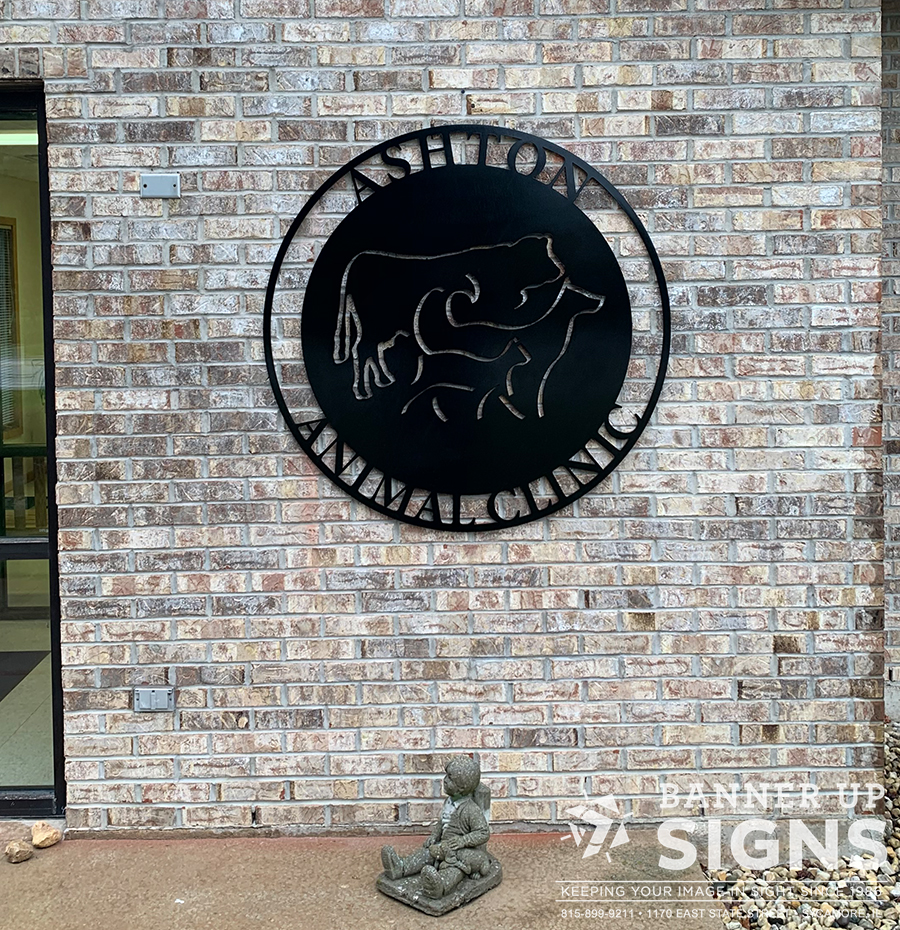 Ashton Animal Clinic in Ashton Illinois stands out with a routed aluminum sign.