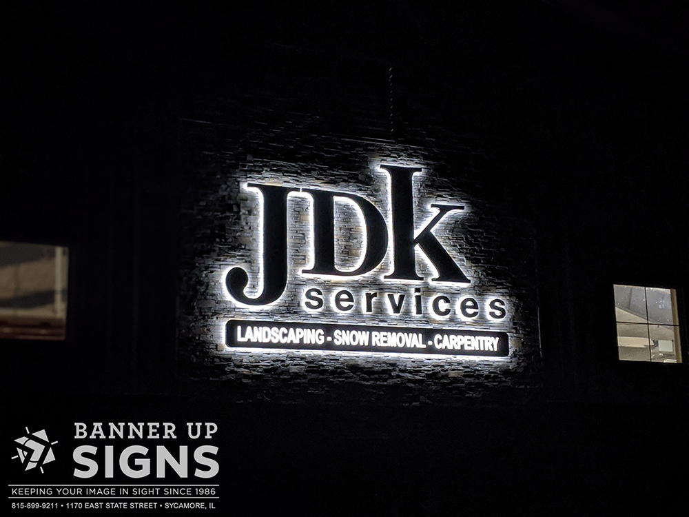 JDK services custom halo lit signage.