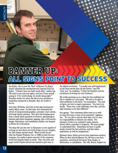 Resource Bank's Your Resource for Living magazine article about Banner Up Signs' road to success.