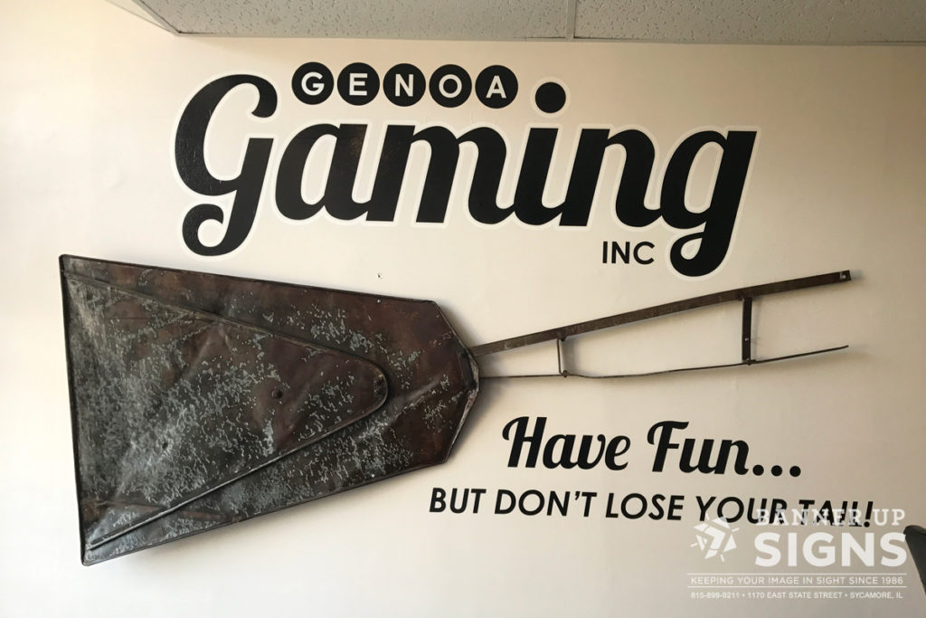 Personalized Indoor wall display lettering for a gaming cafe created by Banner Up Signs